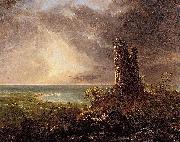 Thomas Cole Romantic Landscape with Ruined Tower painting